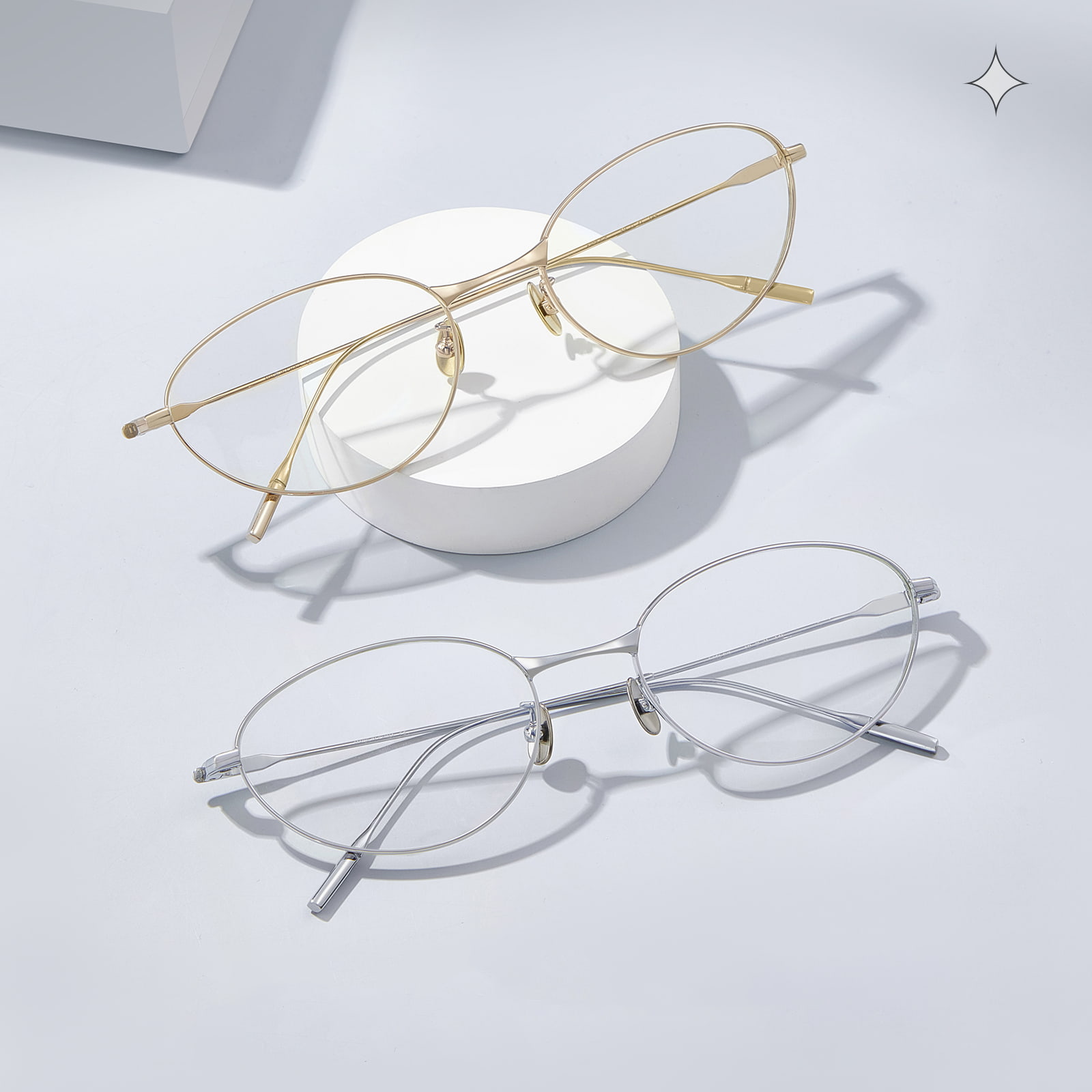 Овальные очки Cat Eye насыщенных цветов из чистого титана с эффектом выцветания