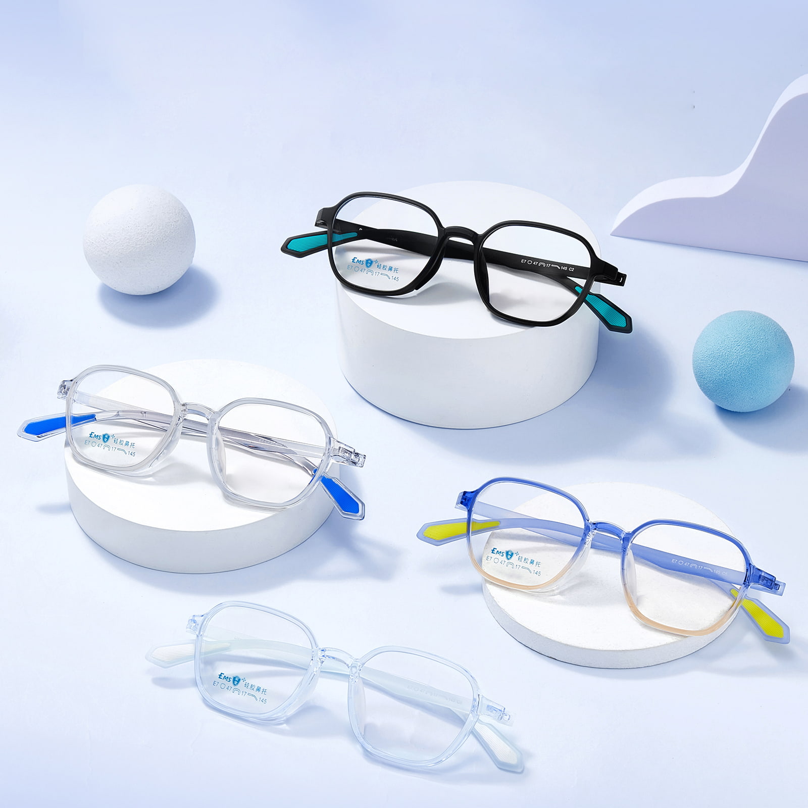 E7 Мягкие силиконовые очки с мягкой силиконовой подушечкой для носа в широкой оправе градиентного цвета